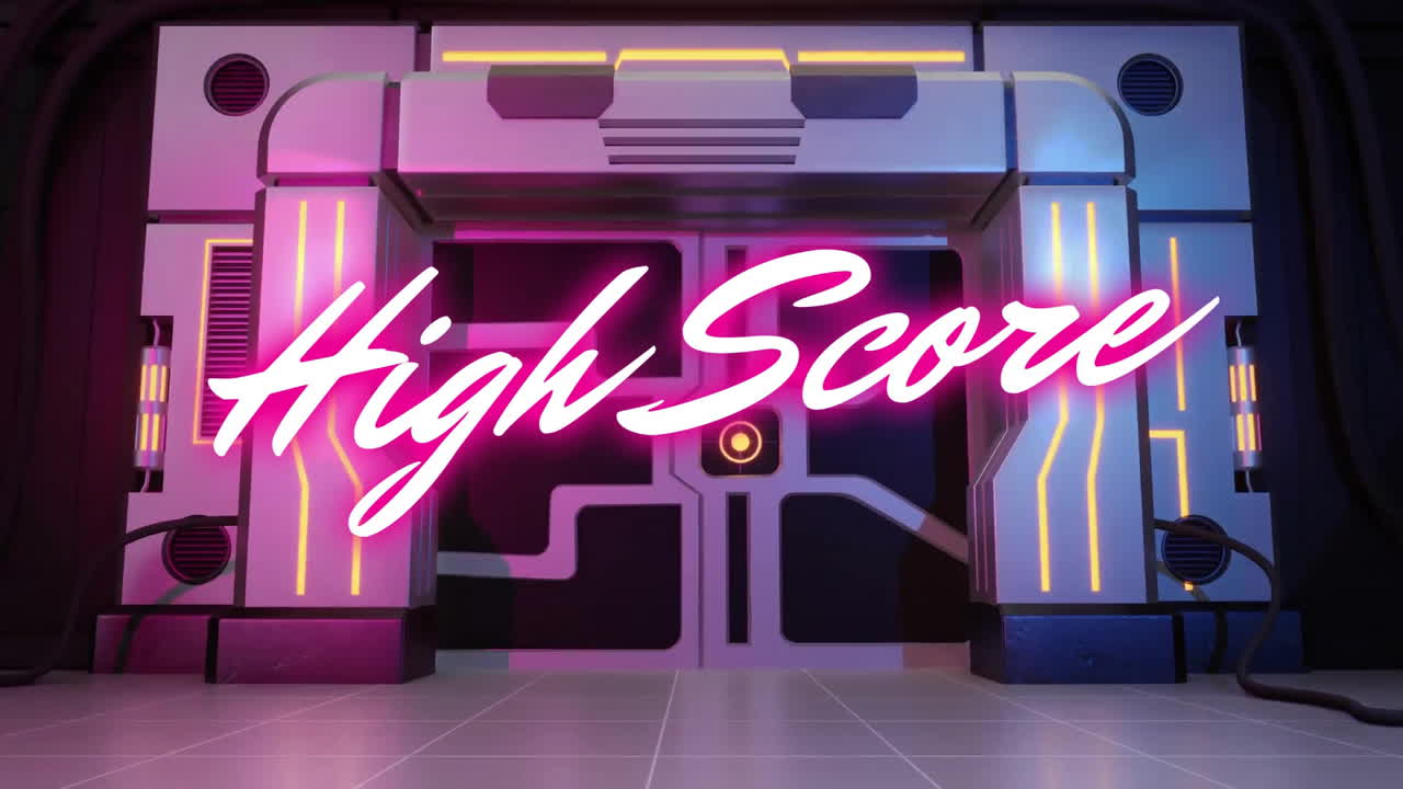 사이버 터널을 통해 높은 점수 텍스트의 애니메이션