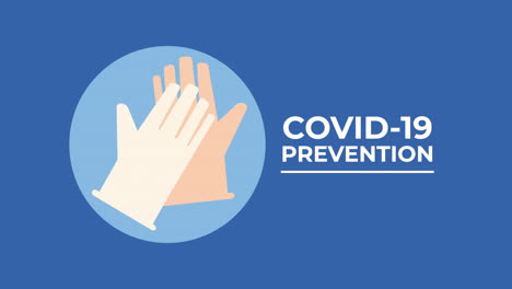 covid19 pandemic prevention lettering with use gloves