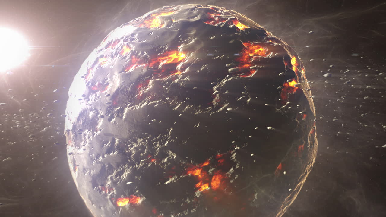 A planet under asteroid bombardment in deep space