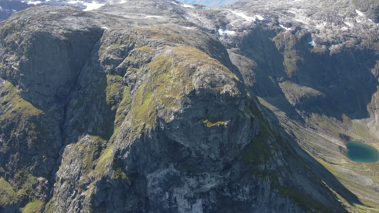Famous hike destinasion in Norway - Bakkanosi mountain in Western Norway. Drone footage
