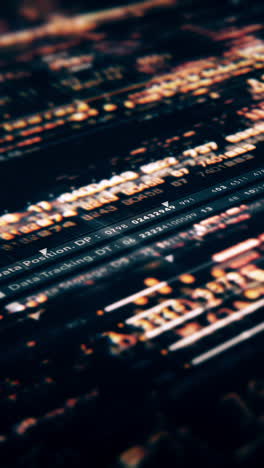 Futuristic metaverse hi-tech digital data telemetry with encrypted numbers display dynamic background for computer desktop vertical format screen display