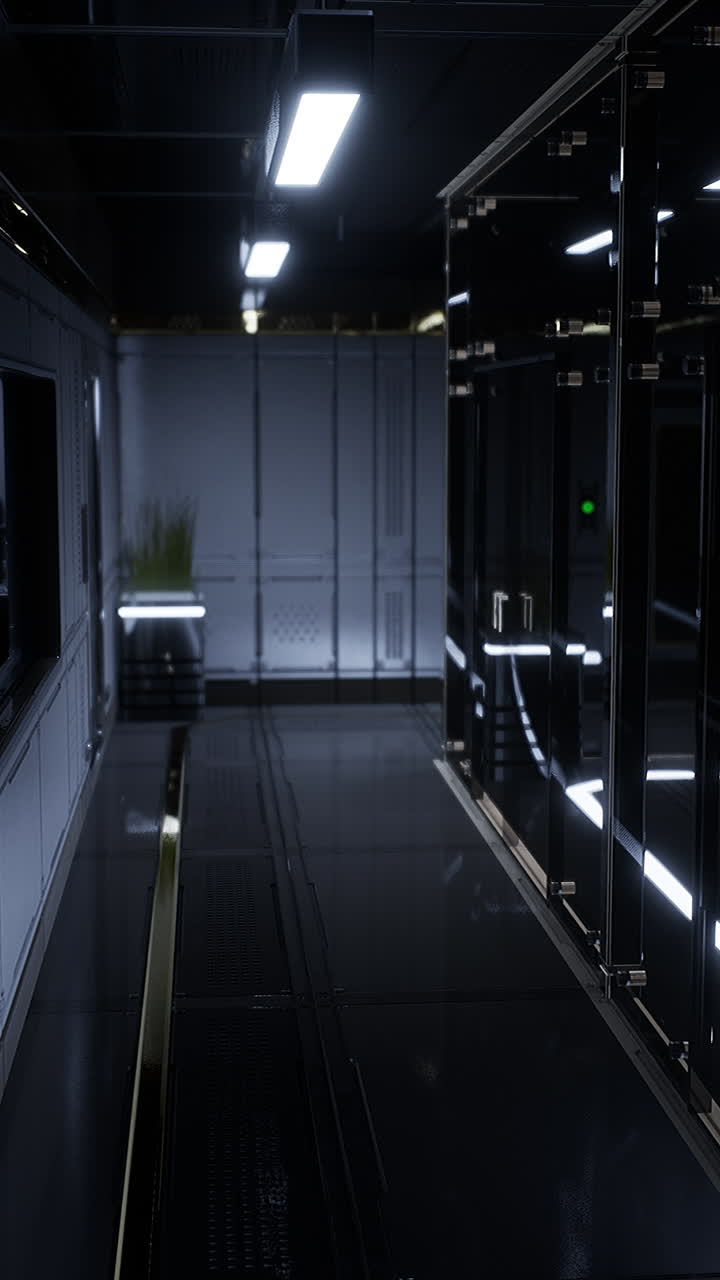 el corredor oscuro y elegante de la nave espacial