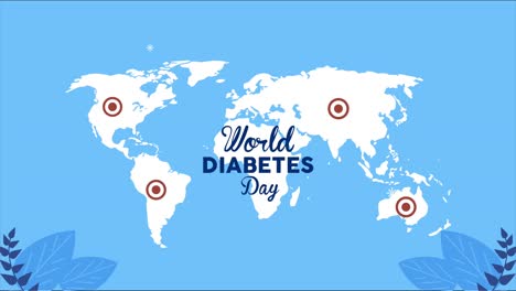 letras del día mundial de la diabetes con mapas del planeta tierra