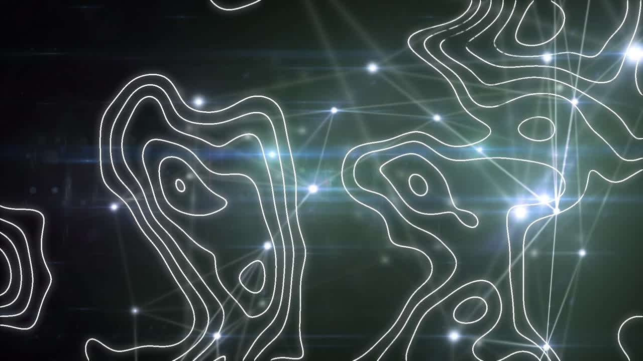 animación de líneas blancas en movimiento y red de conexiones