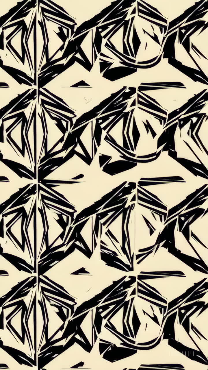 Abstract Geometric Repeating Pattern in Black and Beige