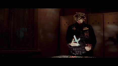 steampunk man in a dark room