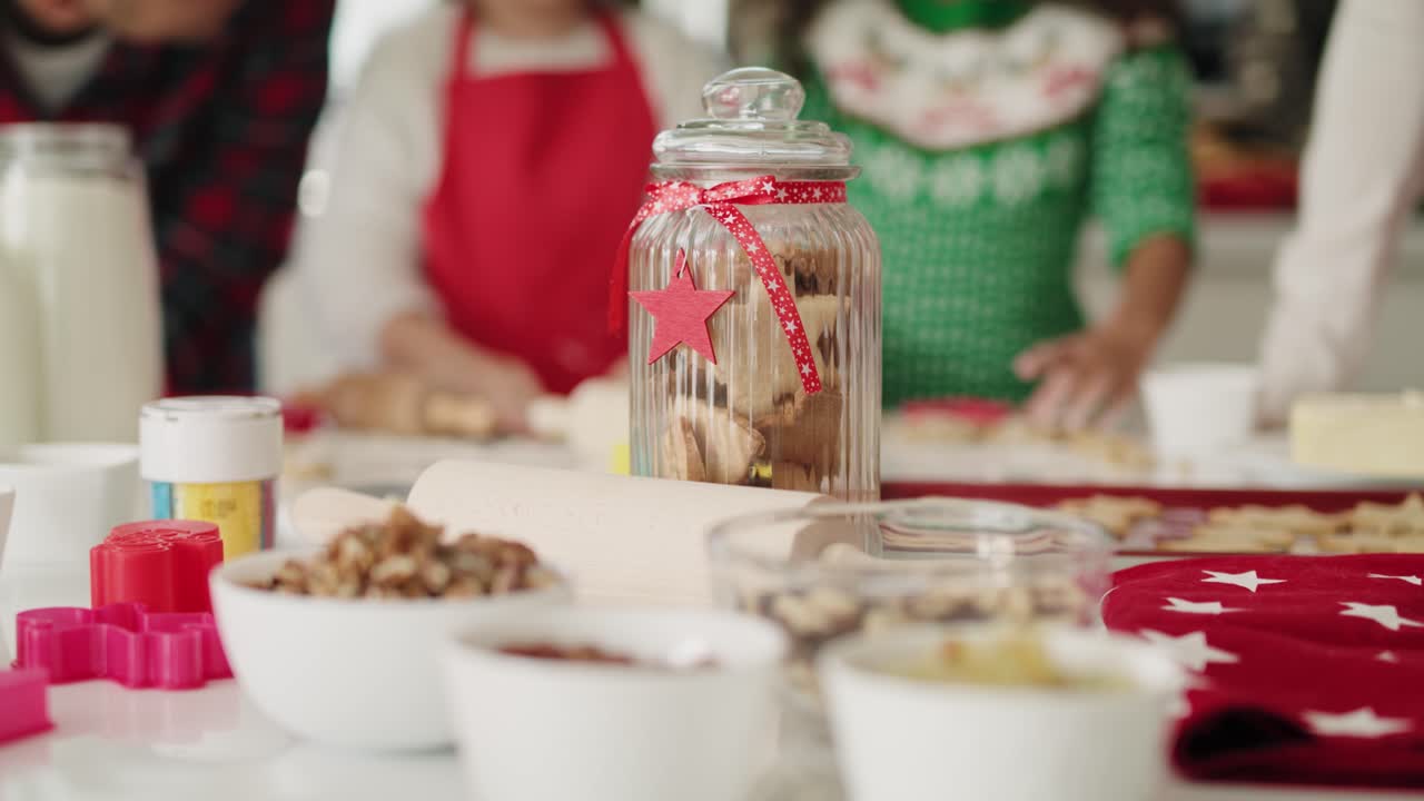 trasfondo navideño de la cocción en la cocina