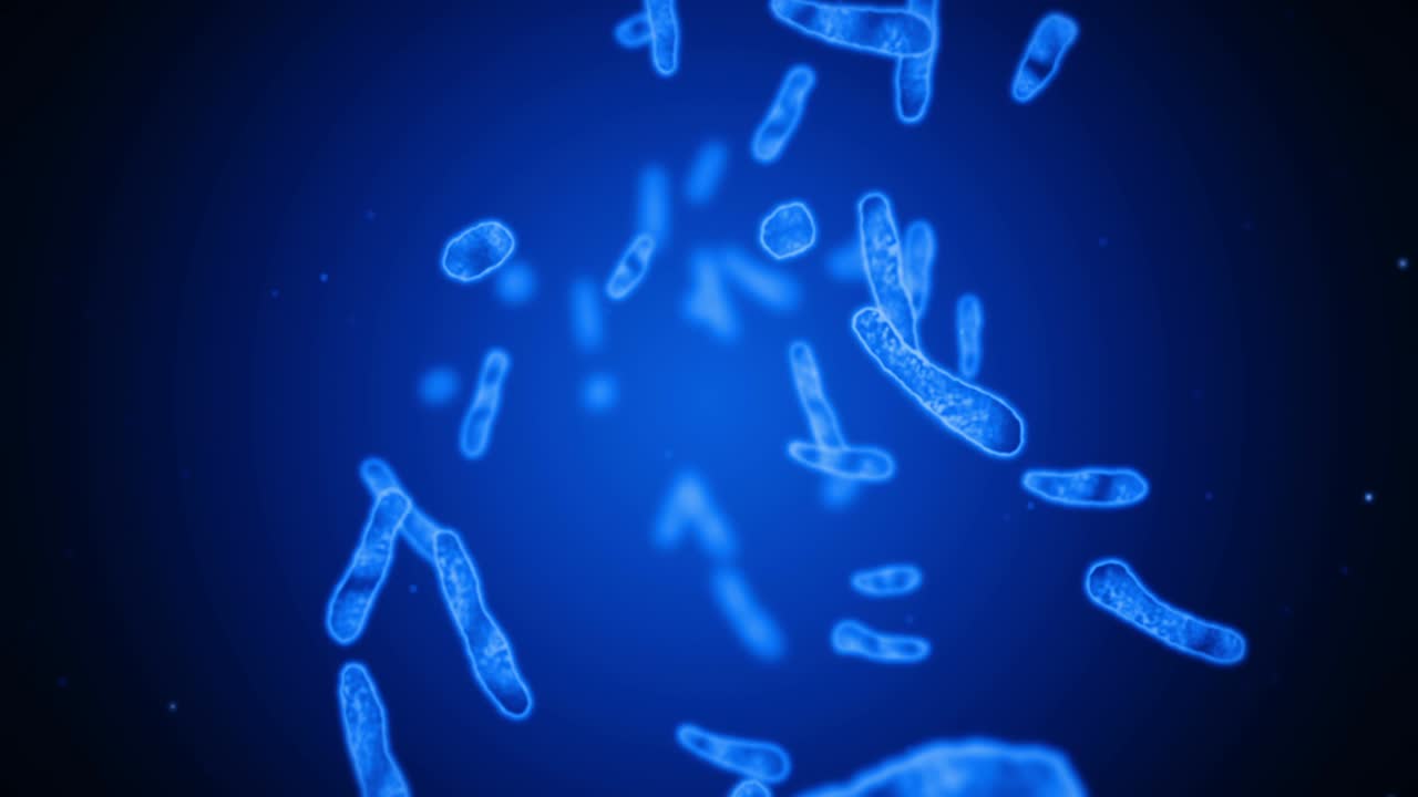 virus de célula en forma lineal. virus patógenos que causan infección. animación en bucle de virus humanos. microorganismo bacteriano. brote de enfermedad viral.