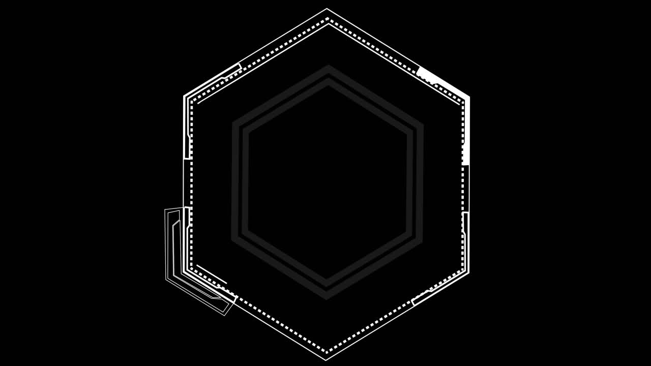 animación de un hexágono blanco sobre un fondo negro