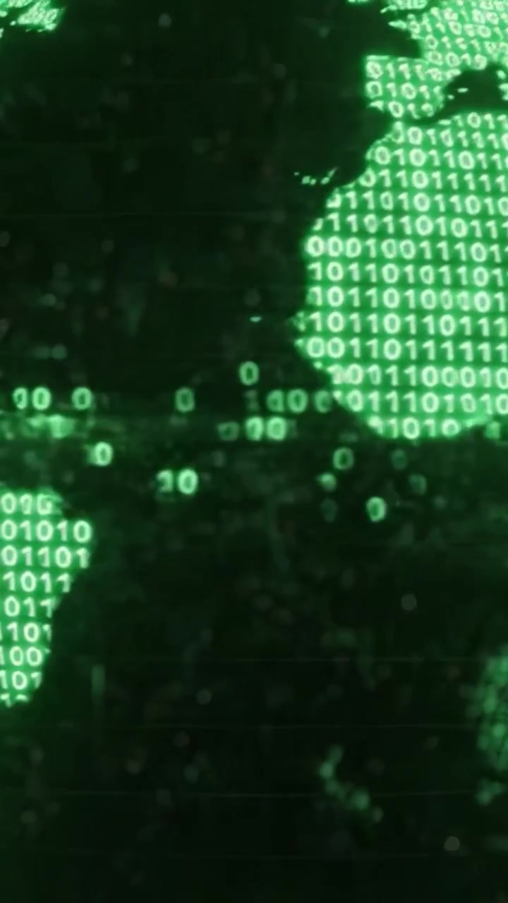 Visualizing the Digital World: An Enigmatic Glow of Binary Data Wrapping Around a 3D Earth Model, Reflecting Connectivity and Modern Technology