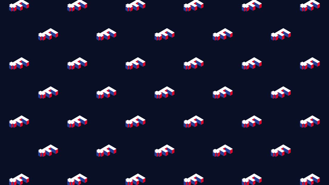 어두운 배경에 애니메이션 패턴으로 스위스 프랑 이소메트릭 기호.