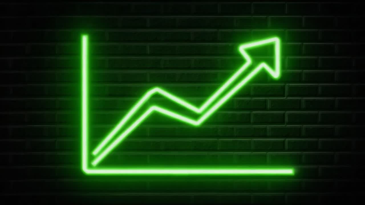 A Vibrant Neon Green Graph Illustrating Positive Growth Trends Against a Dark Brick Background, Symbolizing Success and Financial Advancement