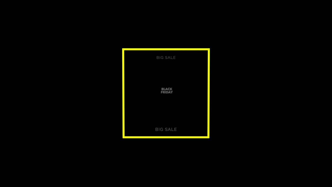 черная пятница и большая распродажа текст в желтой рамке на черном современном градиенте