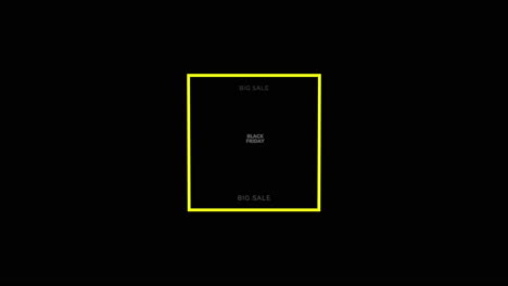 black friday and big sale text in yellow frame on black modern gradient