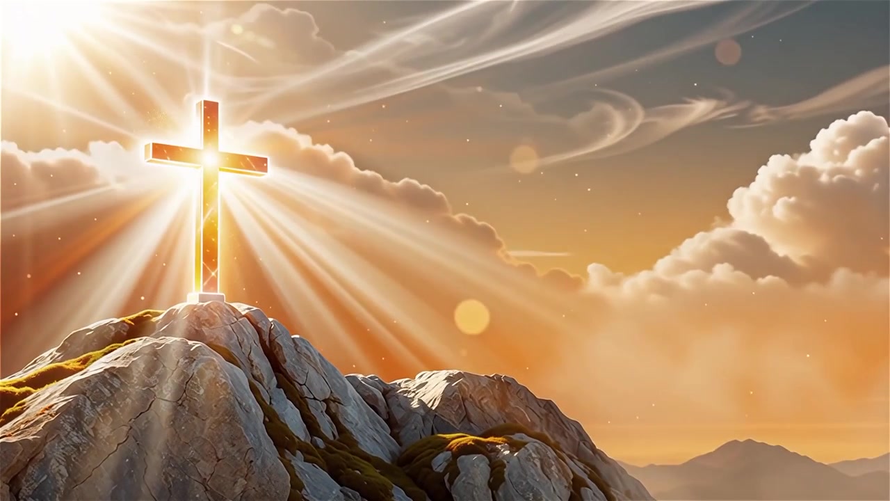 Christian Cross Heavenly Light Worship Background