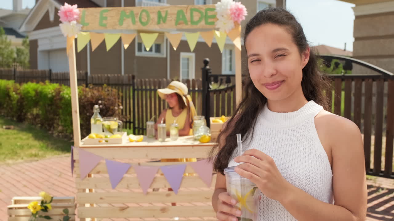 Beautiful Woman With Lemonade Outdoors