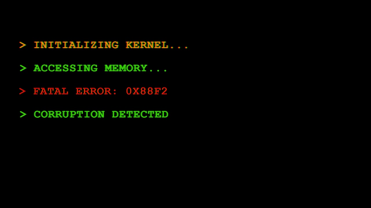 Computer Terminal Display Showing System Initialization and Fatal Error Messages