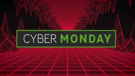 Animación-Del-Texto-Del-Cyber-Monday-Sobre-Red-Cave-Trerrain.