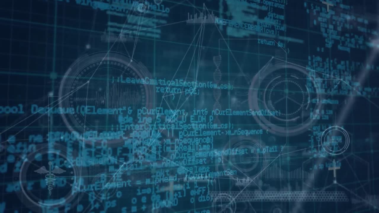 animación del procesamiento de datos sobre el hilado de cadenas de adn