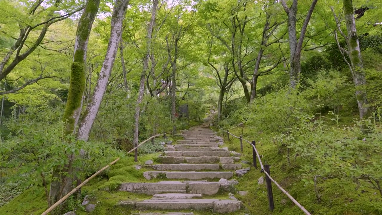 Famous Jojakko-in Temple in Kyoto, Japan with moss cover