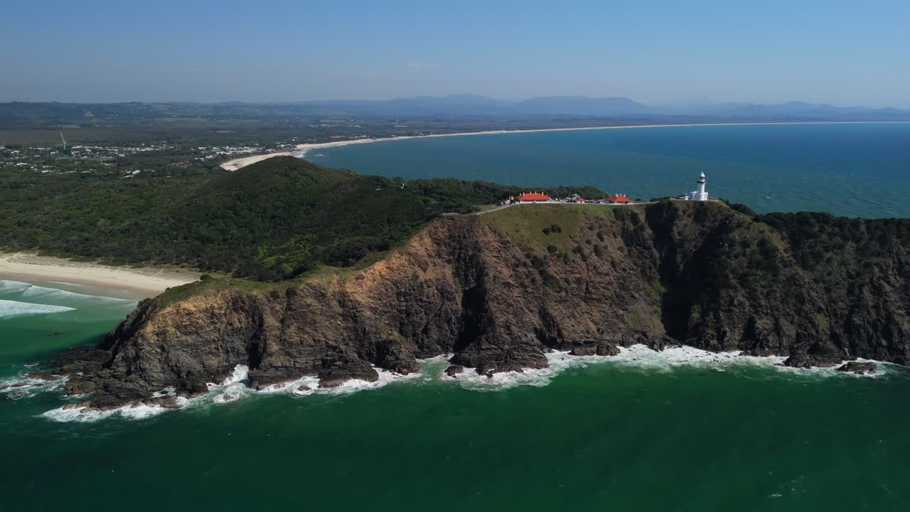 Aerial View of a Lighthouse on a Coastal Cliff