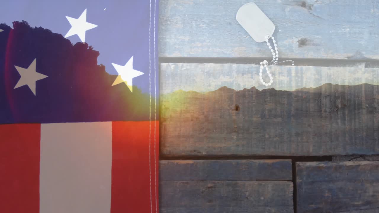 анимация американского флага над армейской табличкой