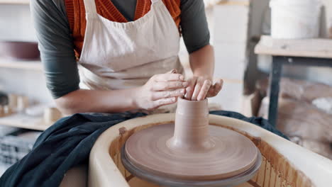 Pottery,-woman-creative-and-mold-clay-art-piece