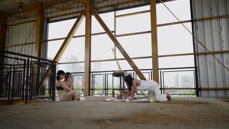 women engaged in art activity in a spacious studio