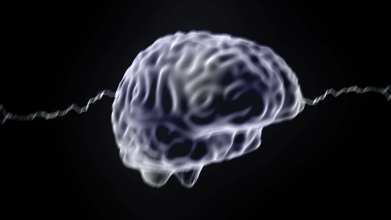 holograma cerebral chispas giratorias relámpago electricidad dolor de cabeza bucle neuronal 4k