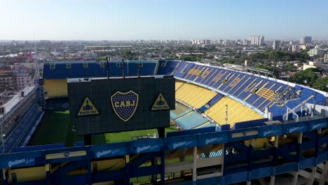 Aerial View Of La Bombonera Football Stadium At Daytime In Buenos Aires, Argentina. - descend