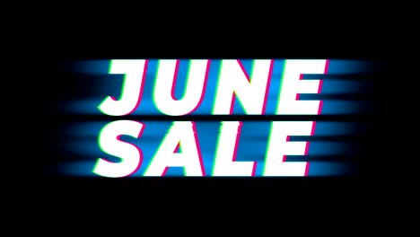 june sale text vintage glitch effect promotion.