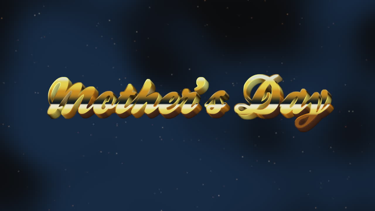 파란 바탕에 떠다니는 황금색 어머니의 날 문자