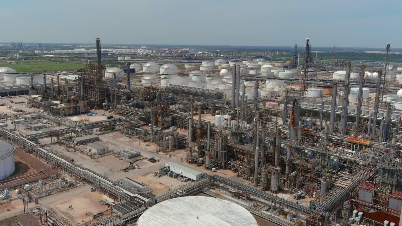 vista aérea de la planta de refinería en houston, texas