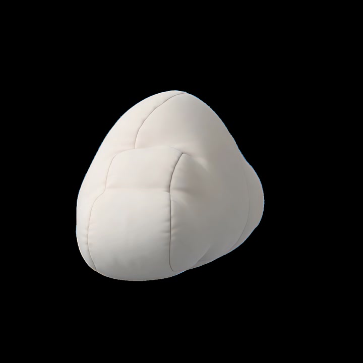 Renderizado 3D de una almohada blanca con forma de nube girando