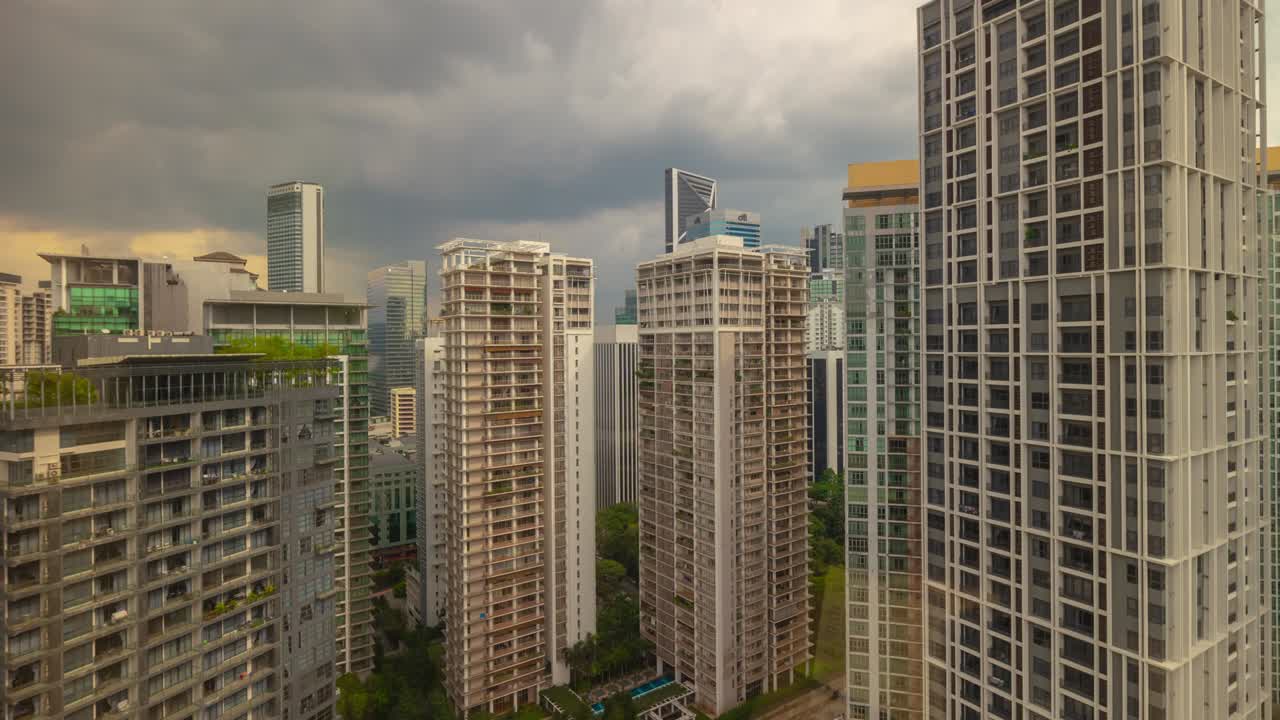 쿠알라푸르 시내 아파트 단지 지붕 패노라마 4k 타임스
