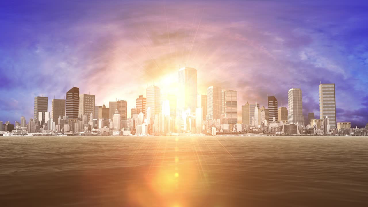 vista aérea del horizonte de una ciudad costera.