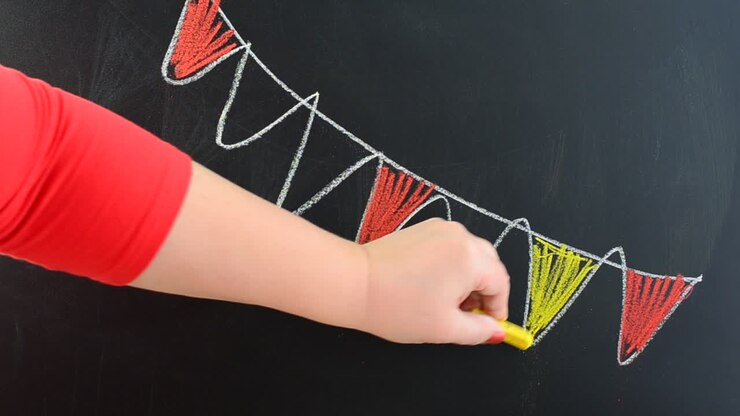 We draw flags. We draw chalk on a board