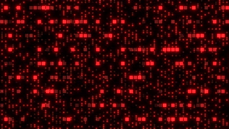 Digital-red-dots-and-squares-with-glitch-effect-on-black-screen