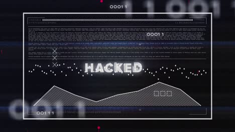 animation of hacked text and data processing over circuit board