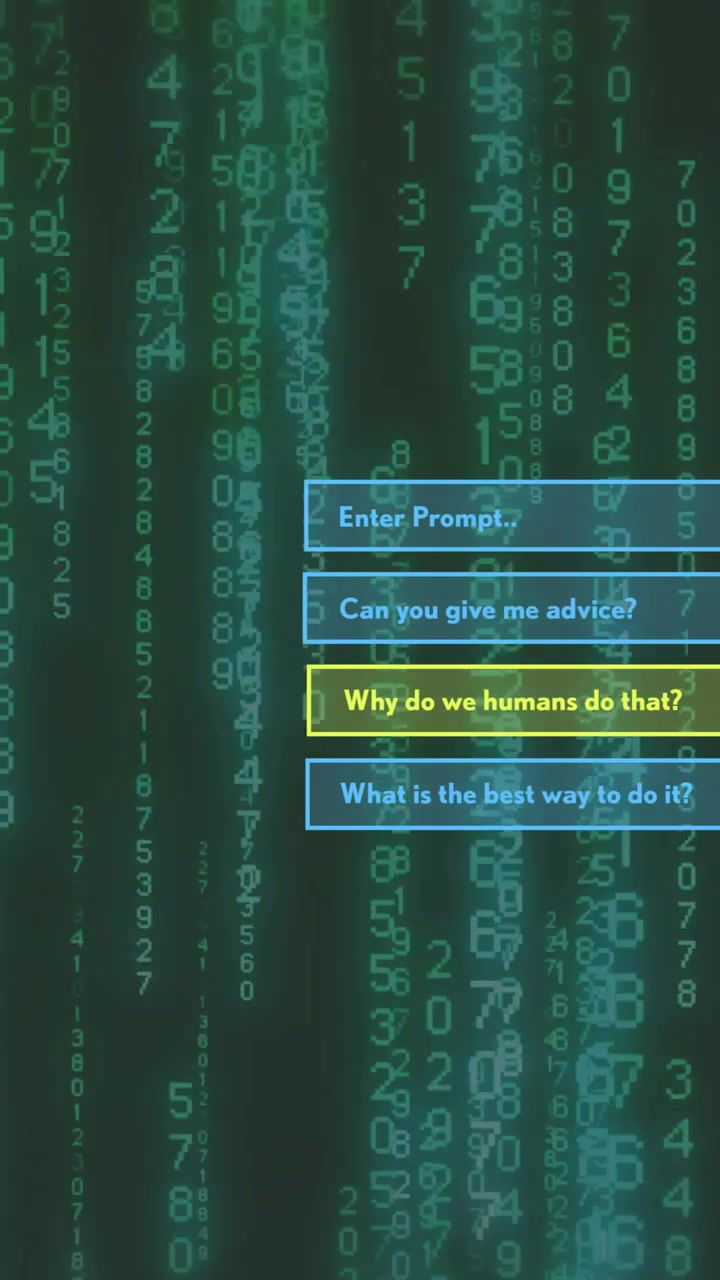 Animasjon av menneskehode og AI-databehandling over en dataserver