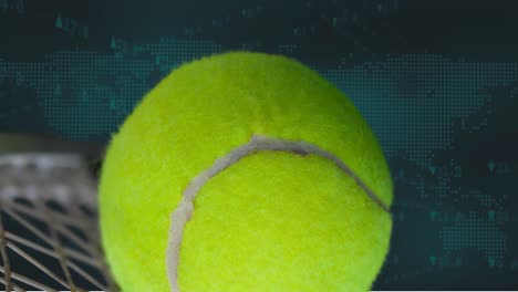 animation of tennis ball over world map
