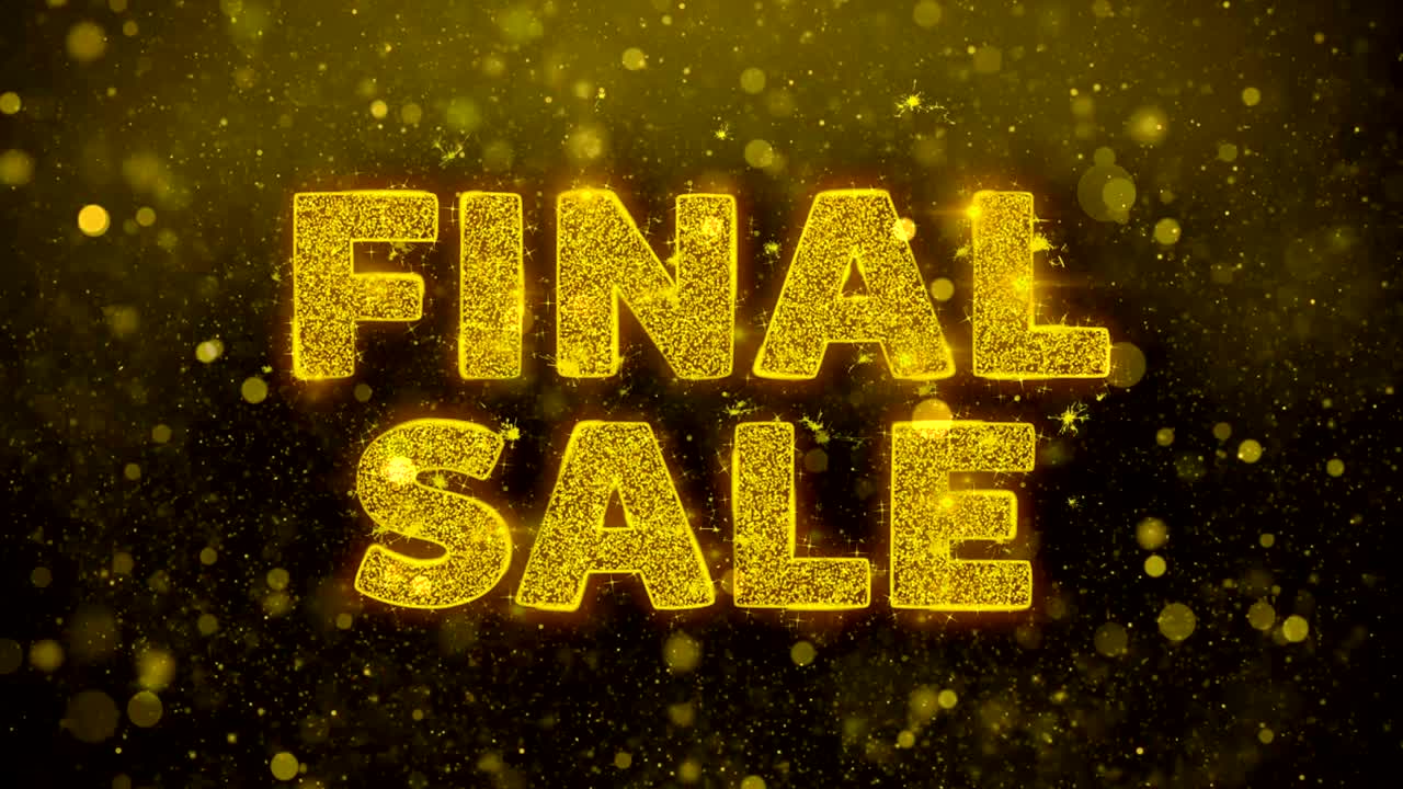 골든 글리터 반이는 입자 애니메이션에 대한 최종 판매 텍스트