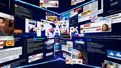social media networks lighting up with rapid interactions, digital engagement spreading across connected platforms, symbolizing modern communication trends