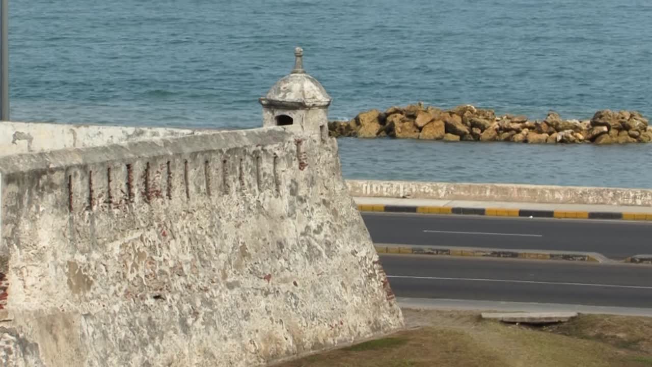 카스티요 데 산 펠리페 데 바라하스, 카르타헤나, 콜롬비아 요새의 바다와 망루