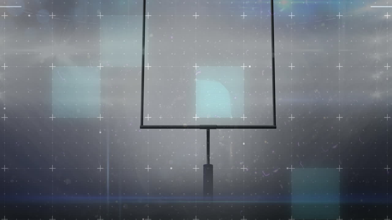 스포츠 경기장 위의 간섭 및 데이터 처리의 애니메이션