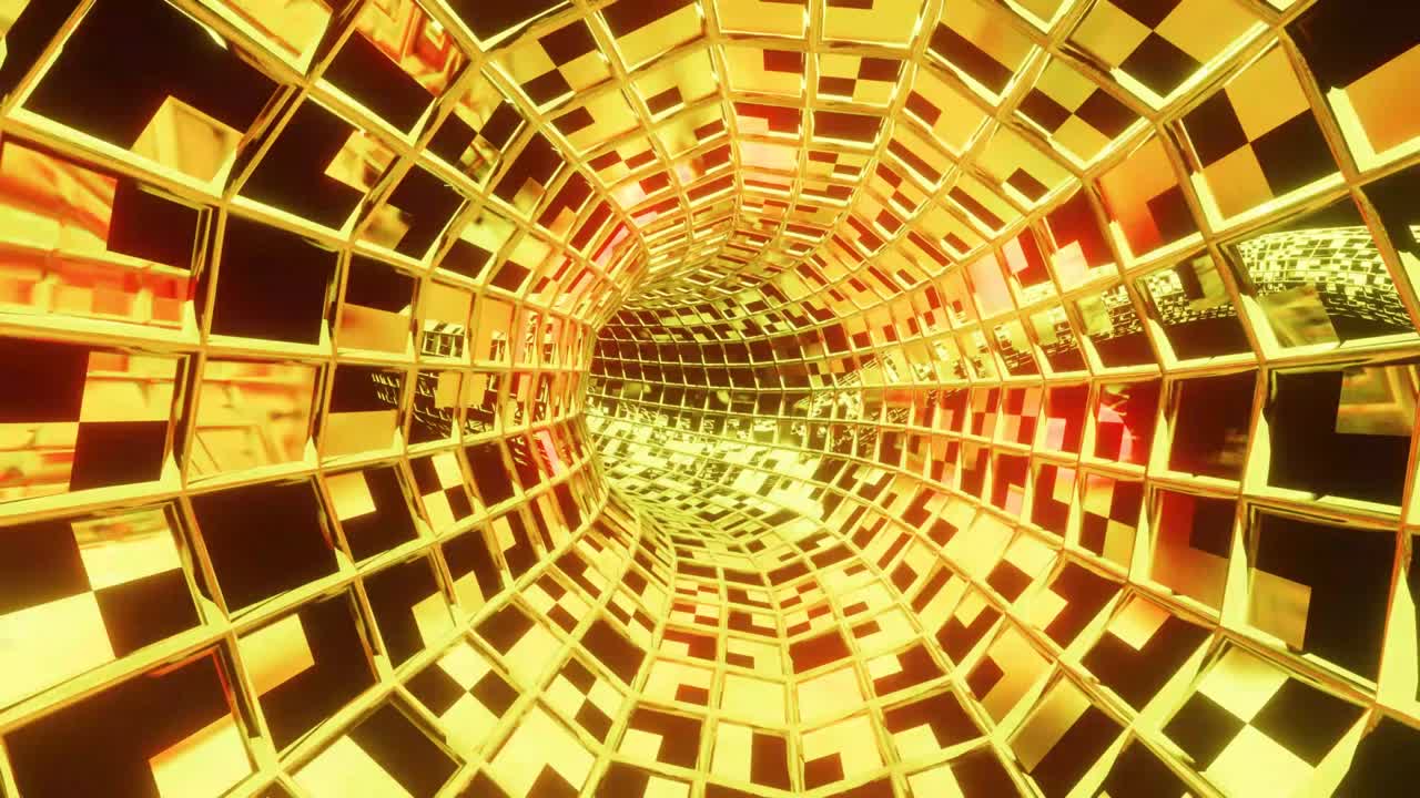 tubo de viaje de alta velocidad de espejo dorado fondo vj bucle