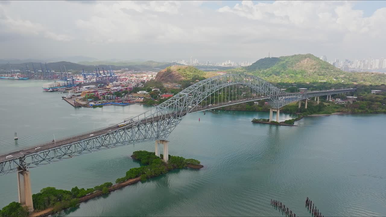 Aerial view of Panama canal Pacific side entrance