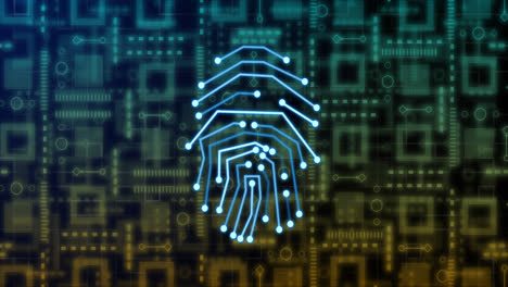 animation of digital fingerprint over network of connections and shapes