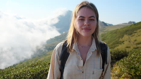 woman hiking in mountains