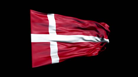 realistic denmark flag is waving 3d animation. national flag of denmark. 4k denmark flag seamless loop animation.